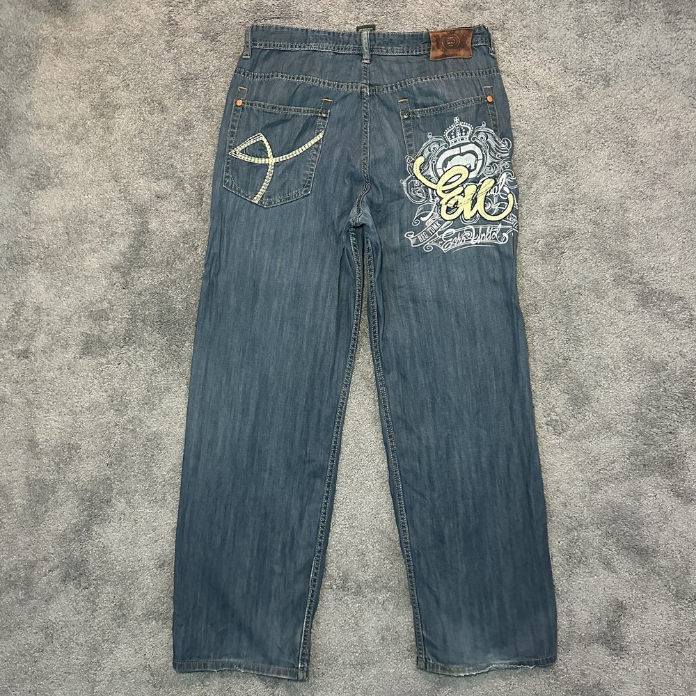 Vintage Ecko Unltd Jeans Mens 32 (fit 34x31) Embroidered Y2K Baggy Skater Crown